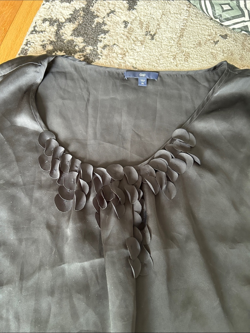 GAP Black Scoop Neck Blouse with Petal Neckline